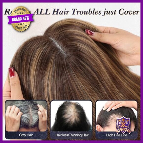 Large Swiss Mono Base Human Hair Topper 7x8 90g For Thinning Hair main image 6